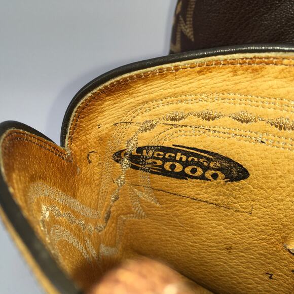 Lucchese 2000 Mens T0104C2 Chocolate Brown Leather Roper Cowboy Boots Size 10.5D